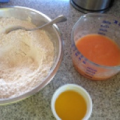 papaya, flour, butter
