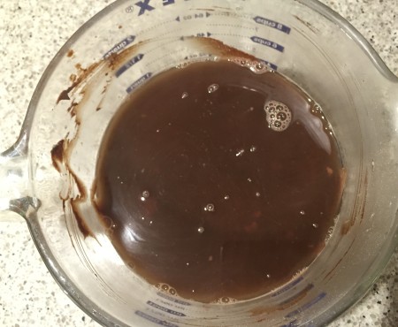 pour boiling water over pudding mixture