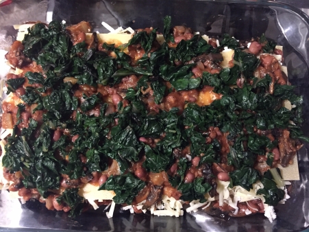 Layer components, adding silverbeet in the middle if using